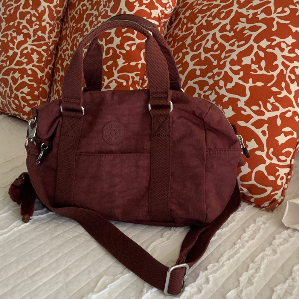Kipling Maroon Satchel Bag